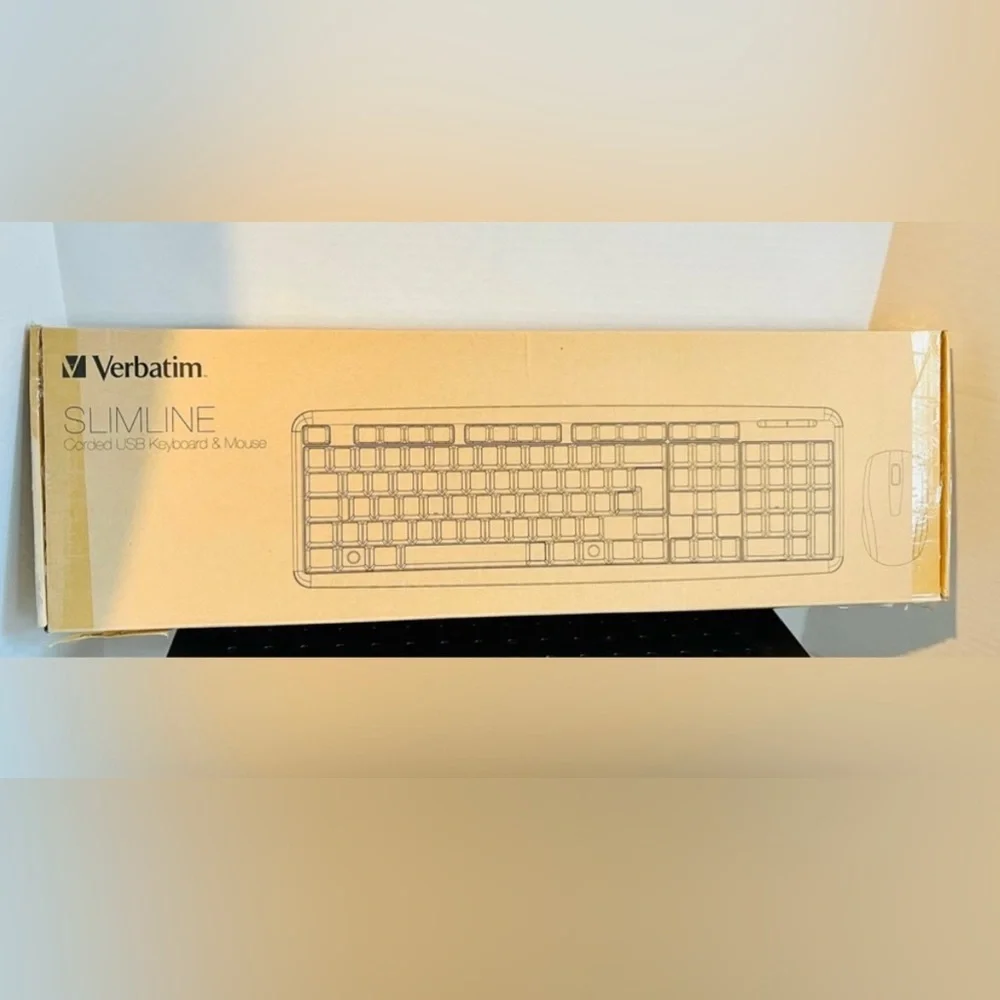 (NIB) VERBATIM SLIMLINE CORDED USB COMPUTER KEYBOARD/MOUSE (MODEL 70249)